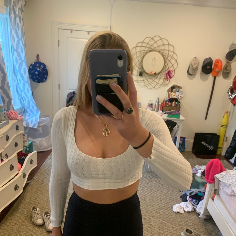 Princess Polly cropped white long sleeve